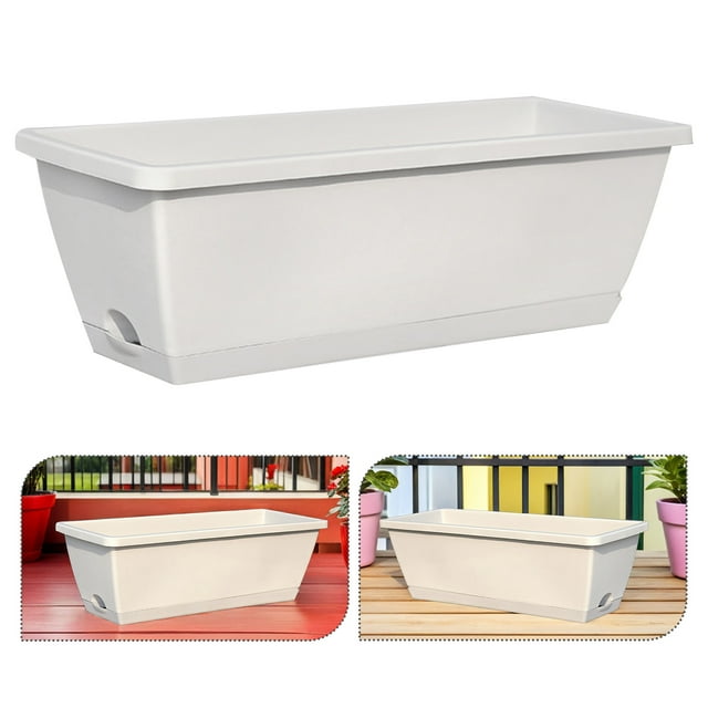 LOLIPPYY 1Set Rectangular Vegetable Planter Light Grey Resin Planter Pots for Garden Enthusiasts