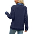 thumbnail image 7 of Wevis Women's Denim Collar Knit Sweater, Long Sleeve Henley Button Down Autumn Blouse, Casual Loose Fall Pullover Tops, 7 of 7