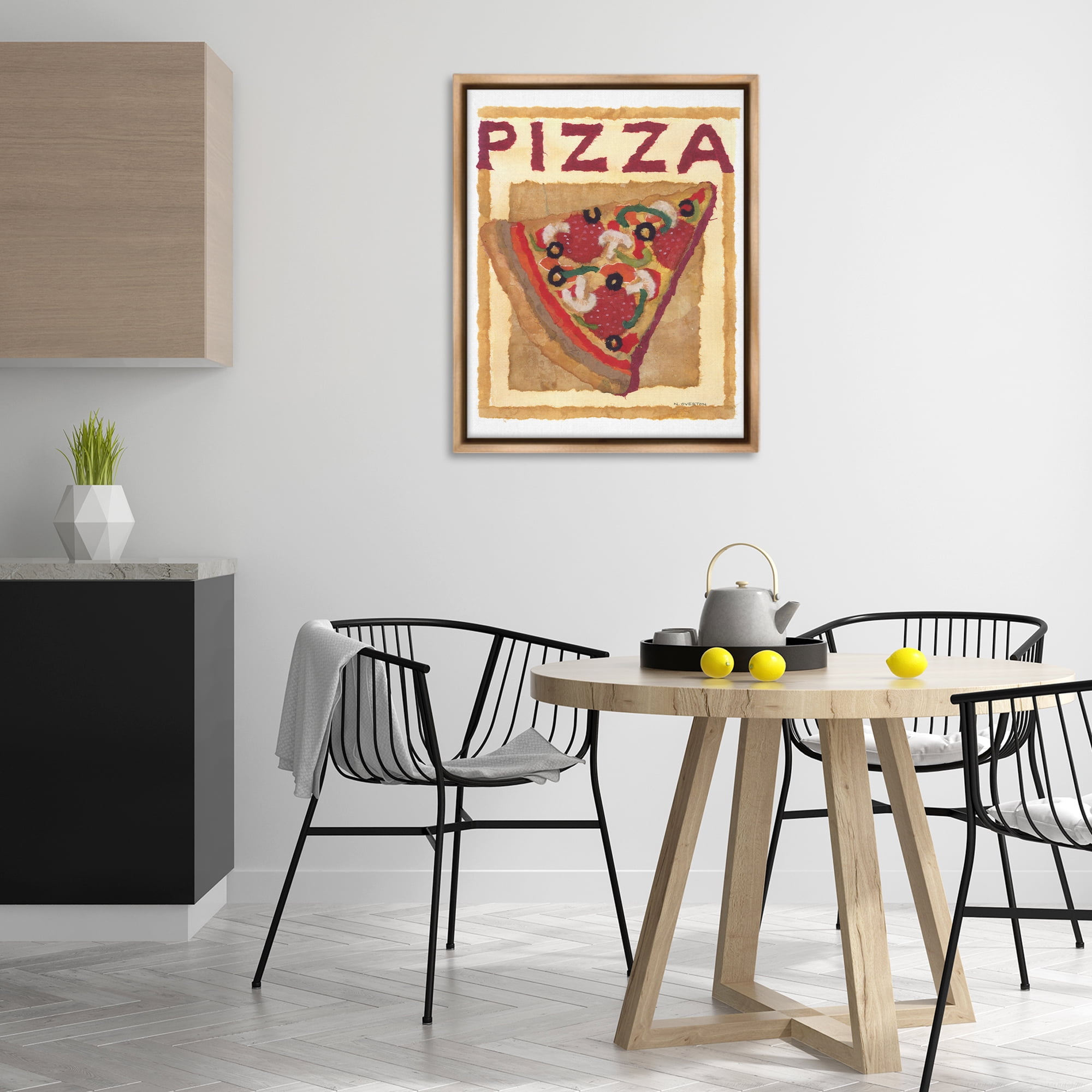 Stupell Industries Watercolor Style Pizza Food & Beverage Painting Brown Floater Framed Art Print Wall Art, 25 x 31