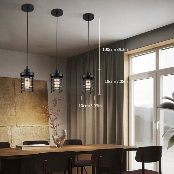3PCS Pendant Lights Industrial Ceiling Light Hanging Pendant Lighting for Farmhouse Kitchen Island Dining Room Living Room Bedroom Corridor Cafe Bar Pub