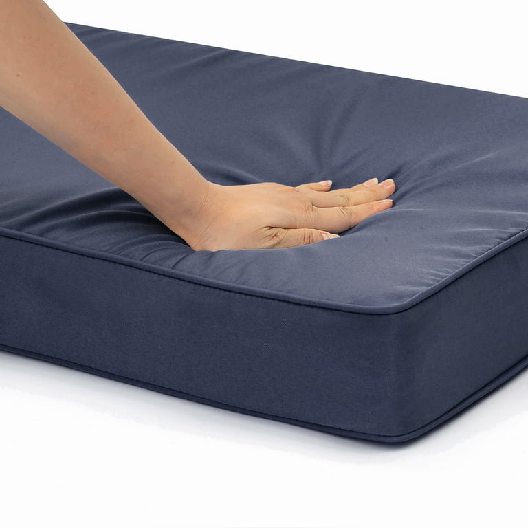 Outdoor Bench Cushion 48x18x3 Inch - Waterproof Patio Furniture Cushion With Straps, Navy Blue