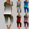 thumbnail image 1 of Offre Hebdomadaire d'Été Iumwxz Pyjamas Décontractés Fluides Ensembles Deux Pièces pour Femmes Dégradé Graphique Col Rond Manches Courtes Taille Élastique Pantalons Courts Ensembles Deux Pièces pour Cadeaux de Vacances pour Femmes, 1 of 9