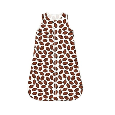 

Fotbe Coffee Rugby Pattern Sleep Sack - Baby Wearable Blanket with Zipper Extra Soft Cotton Sleeveless Sleeping Bag for Infants-Small