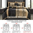 thumbnail image 4 of Nanshing Kath 7 Piece Luxury Contemporary Comforter Set, Black Gold, Queen, 4 of 7