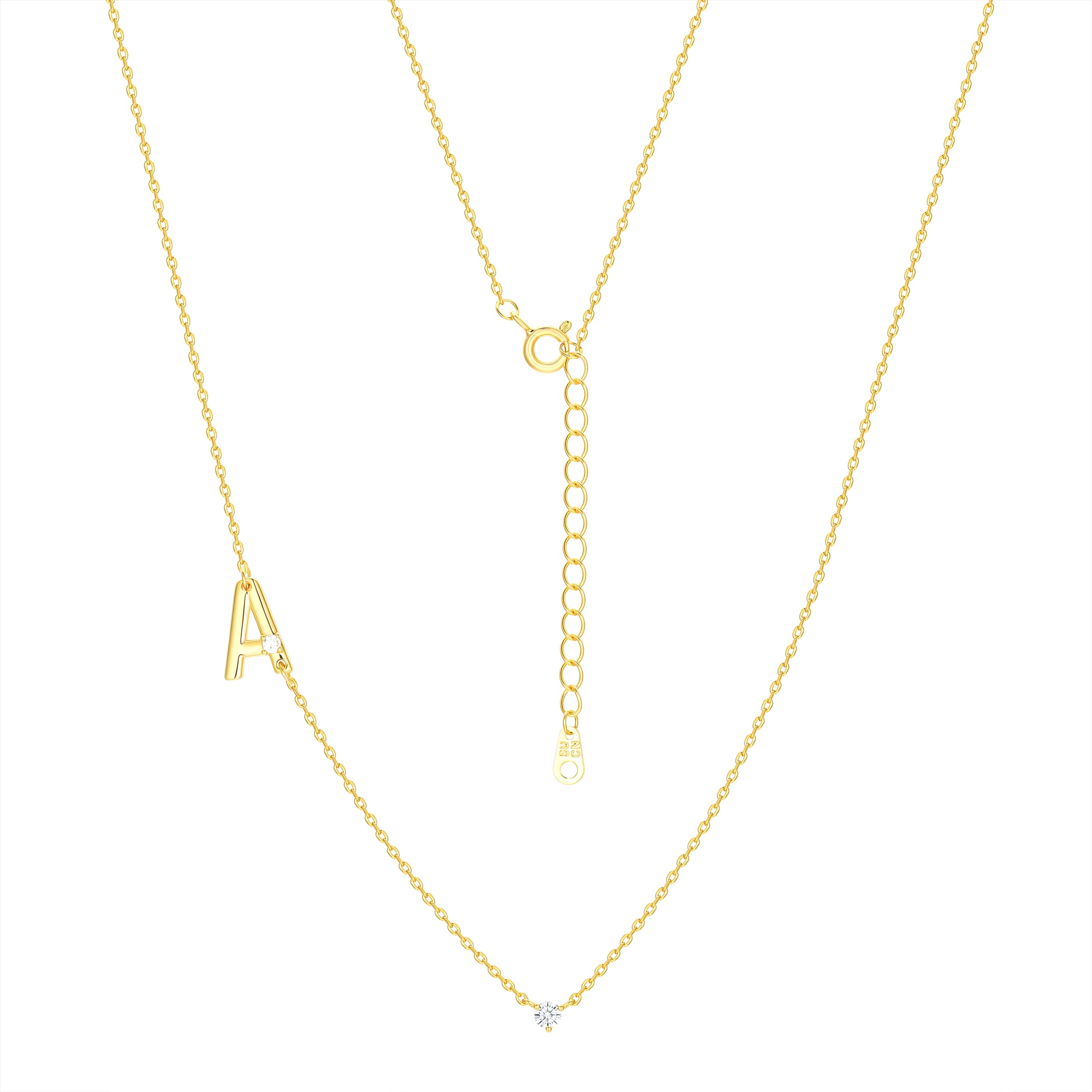 Believe by Brilliance A Triple Chain Initial Necklace Set in 14KT Gold Flash Plated Brass