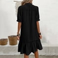 thumbnail image 5 of Women's Solid Color V-Neck Short Sleeve Casual Summer Dress, 5 of 6