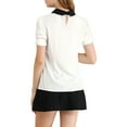 thumbnail image 3 of INSPIRE CHIC Women's Shirts Vintage Peter Pan Collar Puff Short Sleeve Chic Blouse Top S White, 3 of 7