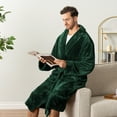 thumbnail image 5 of PAVILIA Mens Soft Robe, Plush Fluffy Fleece Bathrobe for Men, Long Sherpa Spa Robe with Shawl Collar (Green,S/M), 5 of 9