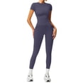 thumbnail image 6 of Clossjun Womens Two Piece Workout Sets Slim Fit Short Sleeve Shirt High Waist Leggings Yoga Outfits Matching Gym Suits, 6 of 6