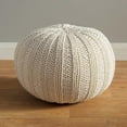 thumbnail image 2 of LR Home Medium Solid Transitional Indoor Round Pouf, Ivory, 20" x 20" x 16", 2 of 7