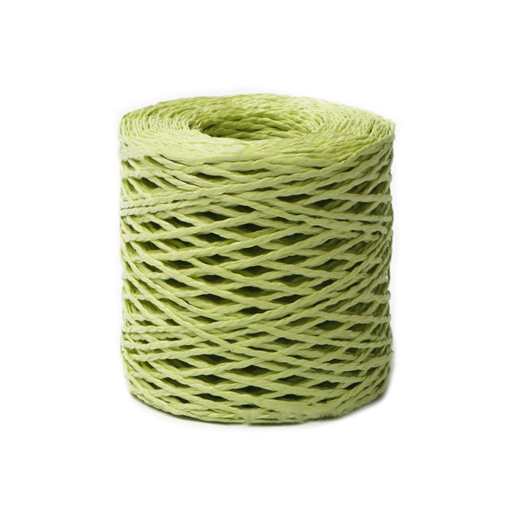 Paper Raffia Yarn, W: 7-8 mm, Light Green, 100 M, 1 Roll