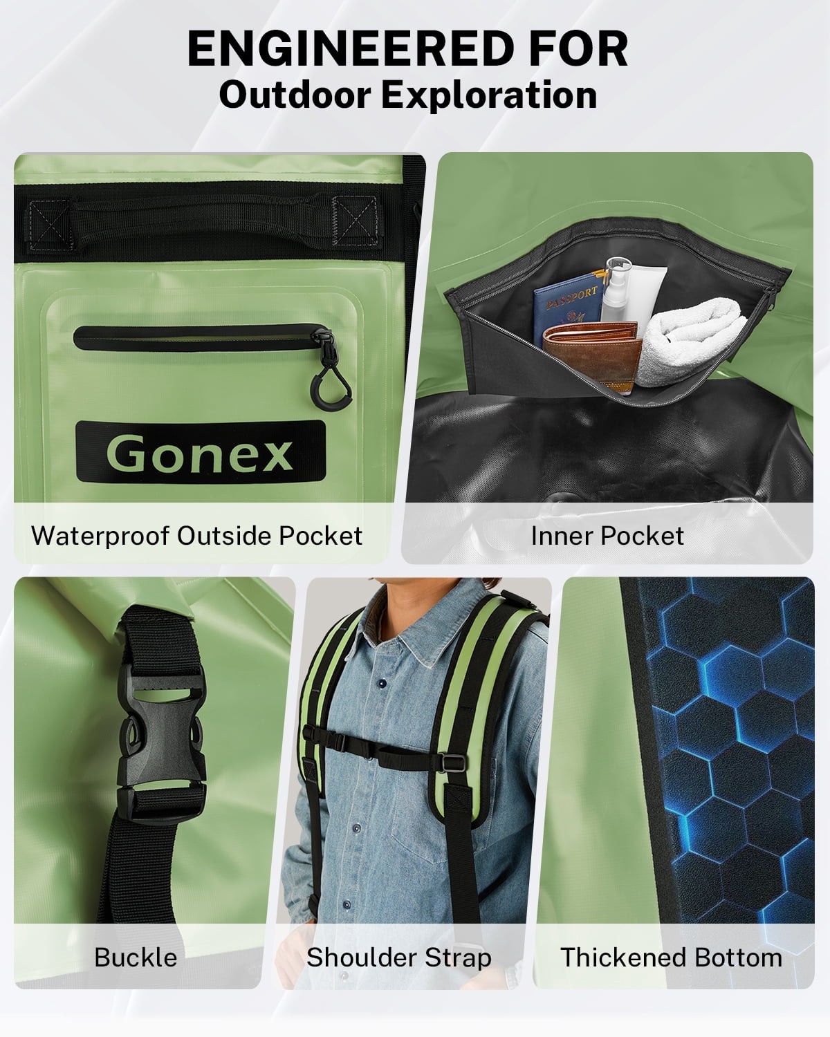 Gonex 150L Waterproof Dry Duffel Bag, 3-in-1 Convertible Large Backpack - Heavy Duty Travel Gear Hauler with Reinforced Thickened Bottom for Kayaking Paddleboarding Boating Rafting Fishing