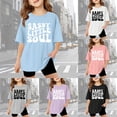 thumbnail image 2 of Kids Girls Short Sleeve T Shirts Back To School Short Sleeve Basic Crewneck Letter Print Tops Casual School Uniform Clothes,Black,5-6 Years, 2 of 7