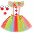thumbnail image 3 of Disfraz de Pennywise de payaso espeluznante de Halloween para niños, ropa elegante para fiesta de carnaval, vestido con tutú de Joker de circo y arcoíris para niñas pequeñas, 3 of 5
