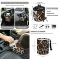 thumbnail image 4 of Renewold Brown Black Cow Print 12 PCS Car Seat Cover Full Set, with Front Car Seat Covers Steering Wheel Seat Belt Cover Trash Can Armrest Pad Rear View Mirror Cover Coaster Keychain Air Vent Pouch, 4 of 7
