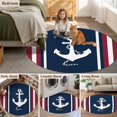 thumbnail image 6 of Vintage Nautical Flag Round Living Room Rugs 6 ft, Anchor Red White Striped Medieval Washable Area Rug with Non-Slip Sturdy Edge Binding Round Carpet for Kitchen Office Bedroom, 6 of 9