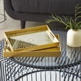 thumbnail image 3 of CosmoLiving by Cosmopolitan 16", 14"W Gold Plastic Mirrored Geometric Tray, 2-Pieces, 3 of 12