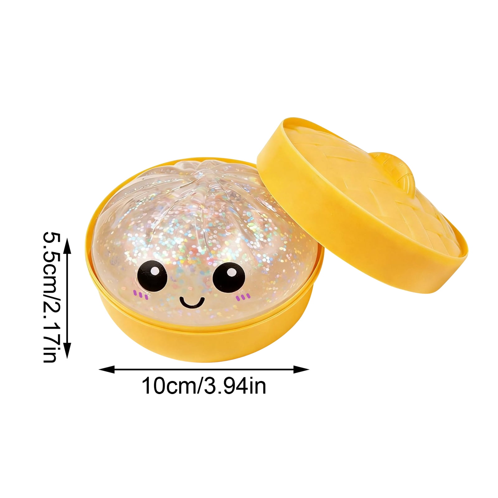 Glitter Colorful Dumpling Squishy, Cute Squishy Dumpling Large with Steamer, Squishy Dumpling Doll with Cute Expressions, Silicone Bun Sensory Fidget Dolls, Hand Pinching Decompression Dolls