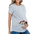 thumbnail image 2 of Nmnitkp Maternity Shirts Short Sleeve Summer Pregnancy Tops& Tees Clothes V Neck Casual Outfits for Women,Maternity Tops Gray,3XL, 2 of 7