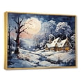 thumbnail image 2 of Designart "Winter Cottage Magic Christmas Scenery IV" Landscapes Framed Wall Art - Traditional Blue Winter Landscape Living Room Framed Canvas Art, 2 of 6