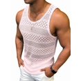 thumbnail image 3 of Men See Through Vest Crewneck Sleeveless Tank Tops Shirts Pink XXXL, 3 of 7