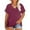 Wine, variant on NTACZA Cotton Women Shirts Casual V Neck Plus Size Black Short Sleeve Solid T-Shirts Women Tshirts 2x
