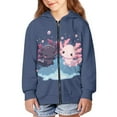 thumbnail image 3 of Chririnla Funny Cute Couple Axolotl Lightweight Zip Up Hoodie for Girls Long Sleeve with Pockets Comfy Casual Outerwear Teens Size 6-9, 3 of 7