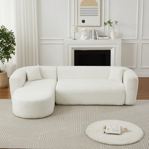 109.4" Modular Sectional Sofa with Curved Back, Chenille Upholstery, L-Shape Left Chaise, Cloud Couch for Living Room, Beige