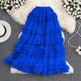 thumbnail image 4 of Women's Asymmetrical Mesh Skirt, Minimalist Layered Tulle Skirt, Versatile Midi Skirt for Casual Chic or Office Wear, Blue - One Size, 4 of 4