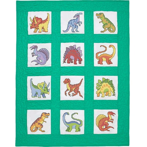 Herrschners® Jurassic Kid's Quilt Blocks Stamped Cross-Stitch