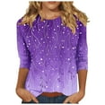 thumbnail image 2 of Homenesgenics Summer Womens Tops under $10 Womens Tops Plus Size Women's Fashion Round-Neck Short Sleeved Printed Pullover Dress Purple XXXL, 2 of 5