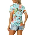 thumbnail image 4 of INSPIRE CHIC Valentine's Day Women's Shirts Hawaiian Short Sleeve Tropical Floral Button Down Tops S Sky Blue, 4 of 7