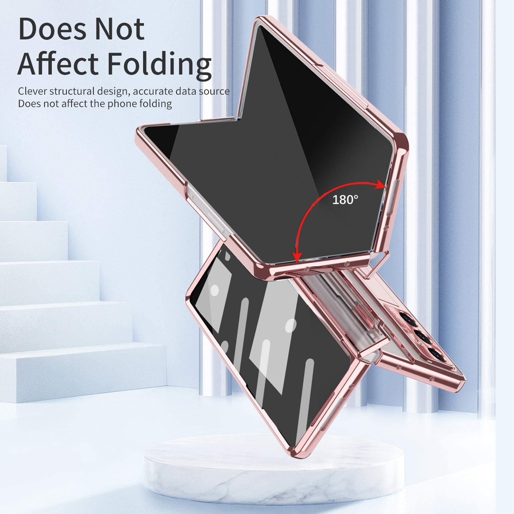 for Samsung Galaxy Z Fold 7 Case, Luxury Plating Shockproof Drop Protection Phone Case for Samsung Galaxy Z Fold 7 5G, Rosegold