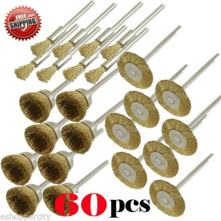 

MTP ® Pack of 9/24/60 Assorted Rotary Brass Wire Brush Dremel 443 442 428 8220-2/28 395 4000 1/8 Shank Clean Polish Tool Jewelry Stone Hobby
