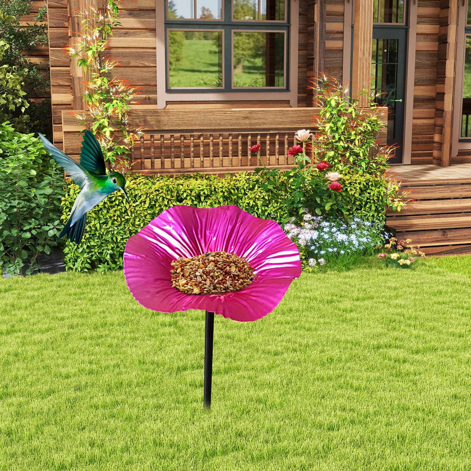 AuroraX Hummingbird Feeder,Waterproof Outdoors Hanging Bird Feeder with Ground Stakes Easy to Clean Yard Outdoor Garden Decor,Green