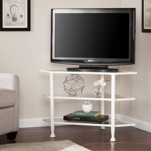 Southern Enterprises Jumpluff Metal/Glass Corner TV Stand for TVs up to