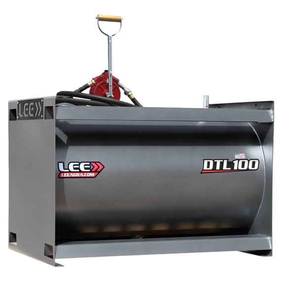 LEE DTL 100 Diesel Fuel Transfer Tank, 100-Gallon Heavy-Duty Steel, Low Profile Portable Auxiliary Storage, Truck Bed Tank with Hand Pump, Gray