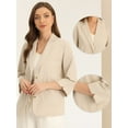 thumbnail image 2 of DARING DIVA Women's Notched Lapel Collar 3/4 Sleeve Linen Blazer XS Beige, 2 of 6