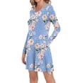 thumbnail image 3 of Aiyino Women Casual Swing Dresses Beach Cover up Loose Long Sleeve Midi Dress with Pocket, 3 of 5