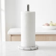 thumbnail image 3 of Creative Home Natural White Marble 5" x 5" x 12.6" Paper Towel Holder with Chrome-Plated Rust-Resistant Pole, 3 of 11