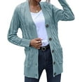 thumbnail image 2 of Women's Open Front Cardigan Sweater Casual Button Down Cable Knit Sweater Coat, 2 of 5