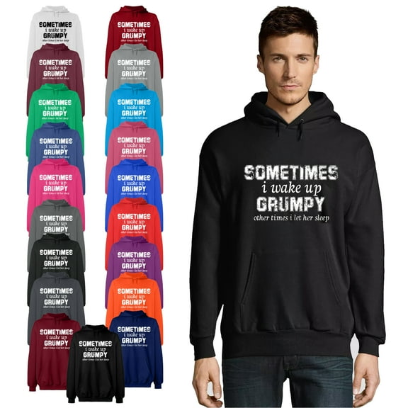 OXI Hoodie Sweatshirt - I Wake Up Grumpy, Basic Casual Hoodie for Men's and Women Fleece Hoodie Long Sleeve - Antiquee Cherry Small
