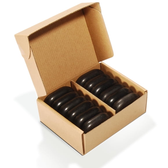 Master Massage 12-Piece Middle Sized Ovular Black Lava Hot Stone Massage Set –Medium Size Oval Stones 2.6" x 1.9" x 0.7" - Natural Basalt Stone