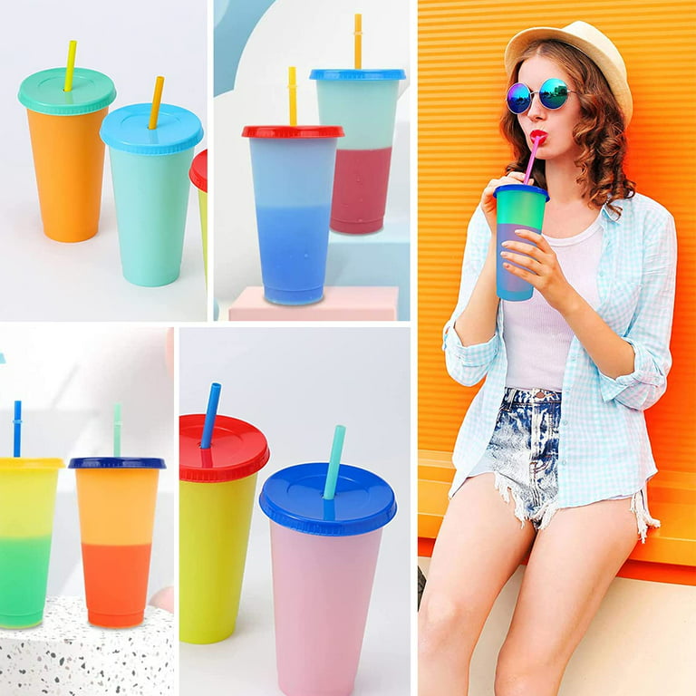 Color Changing Cold Drink Cups: 24oz Blank Cold Cups - 5 Reusable Cups –  Teagan & Ella