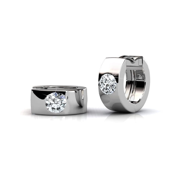 Cate & Chloe Alana 18k White Gold Plated 14mm Small Hoop Earrings with Swarovski Crystals