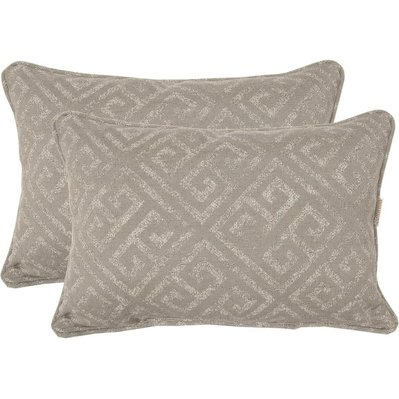 Outdoor/Indoor Sunbrella Set of 2 Toss Pillows 18 inch x 12 inch x 5 inch Rectangular Connection with Pipe (Pebble)