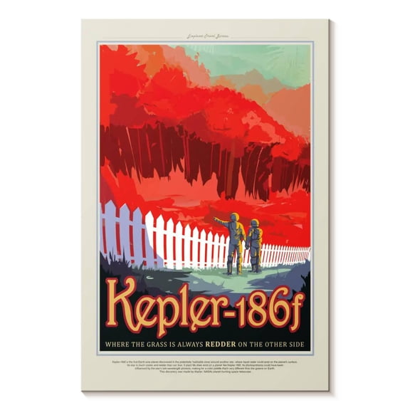 Elephant Stock Retro Kepler 186f Print Wall Art - Vertical Canvas Wall Art - Living Room Wall Decor - Astronomy & Space Canvas - Orange And Blue Decor By Nasa - 8" x 12"