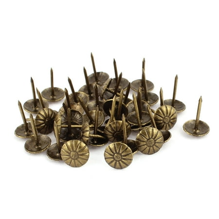 

7/16-inch Dia Chrysanthemum Nail Pushpin Upholstery Thumb Tack Bronze Tone 40pcs