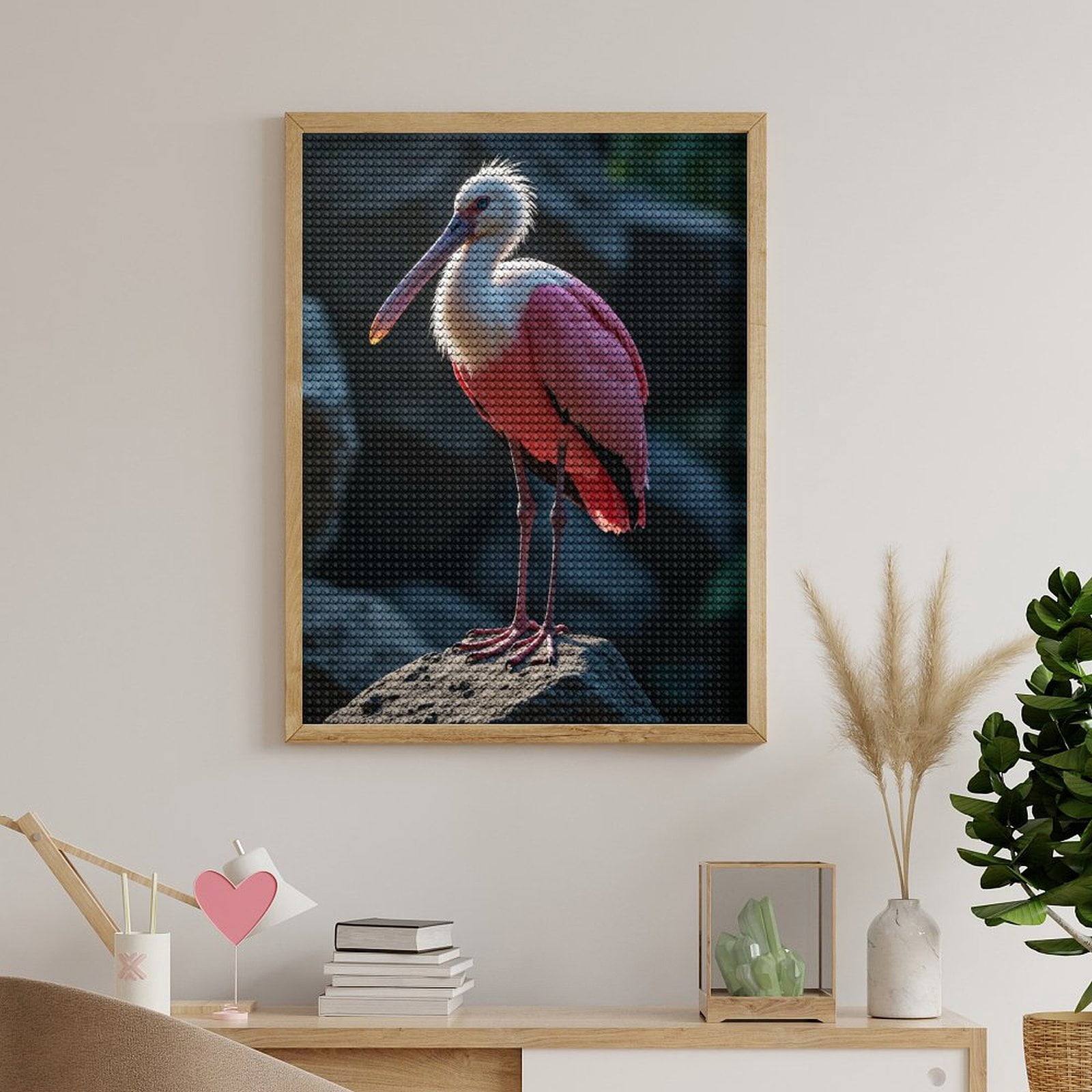 Diamond Art Kit for Adults, Feathered Elegance On Rocks Diamond Painting for Adults Beginners, 5D DIY Diamond Art Painting Kits, Colorful Diamond Painting Craft for Home Decor 12x16