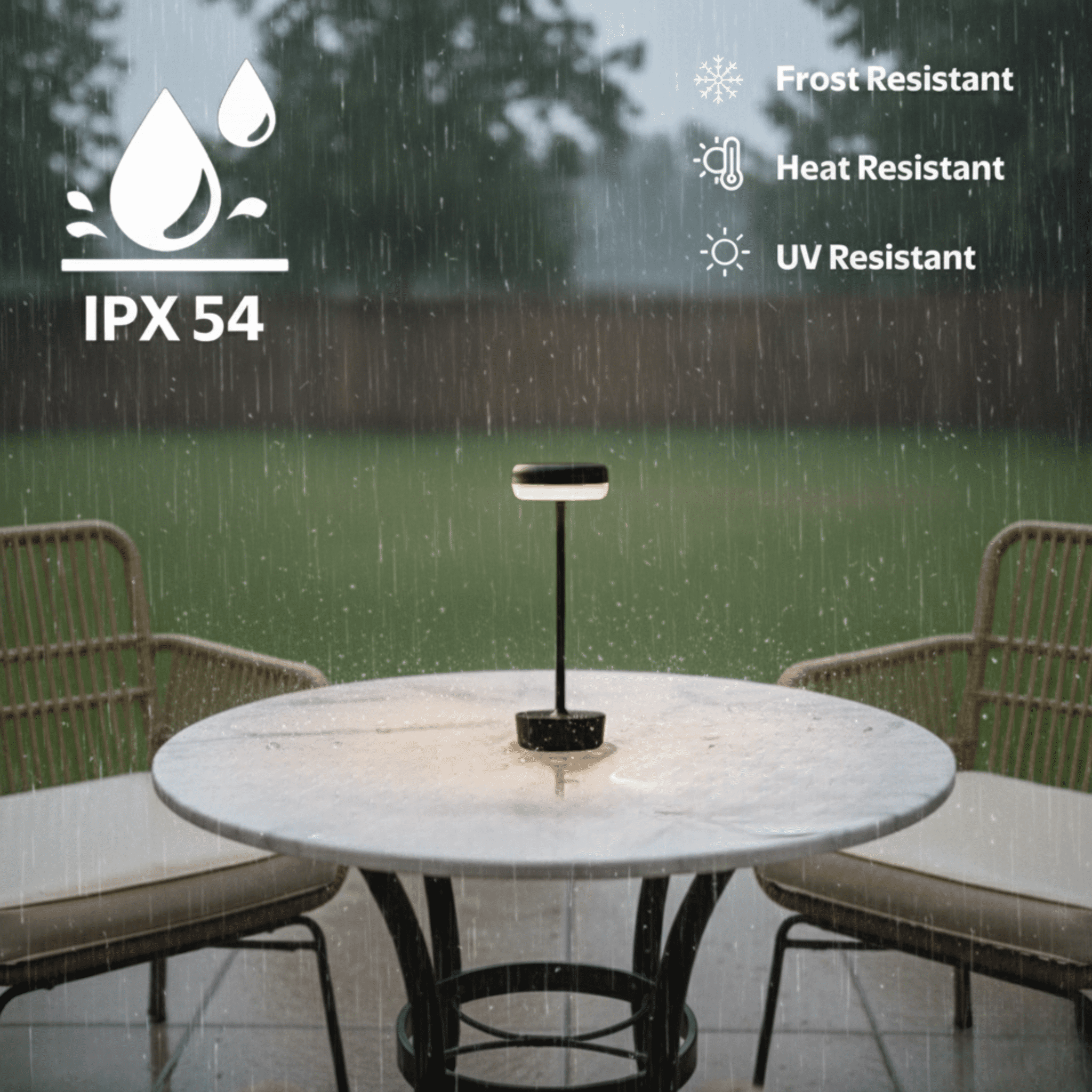 Mainstays 12-Inch Outdoor Rechargeable Table Lamp, Black, Water-Resistant, 100 Lumens